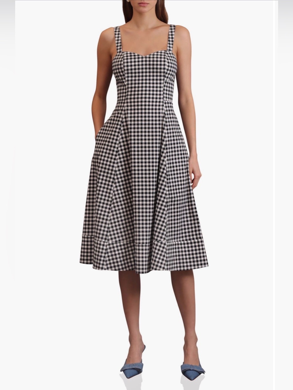 Avec Les Filles Black and White Gingham Sundress NWT